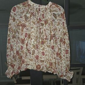 Fate Autumn Floral Blouse in Cream and Red